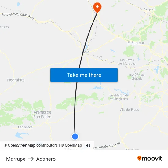 Marrupe to Adanero map