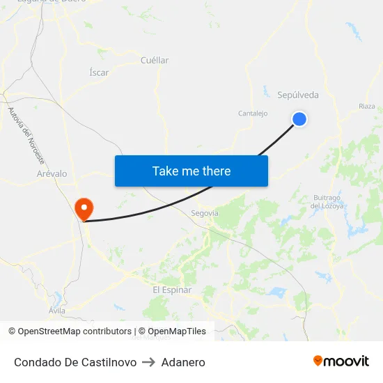 Condado De Castilnovo to Adanero map