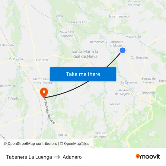 Tabanera La Luenga to Adanero map