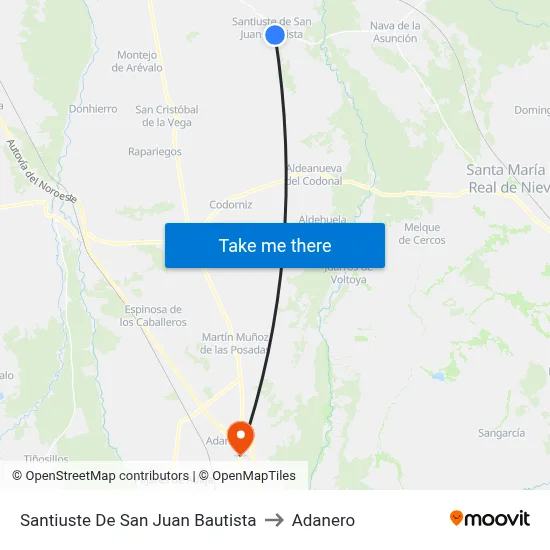 Santiuste De San Juan Bautista to Adanero map