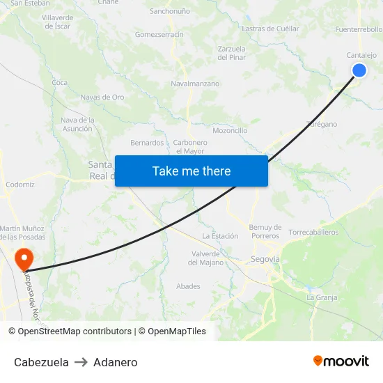 Cabezuela to Adanero map