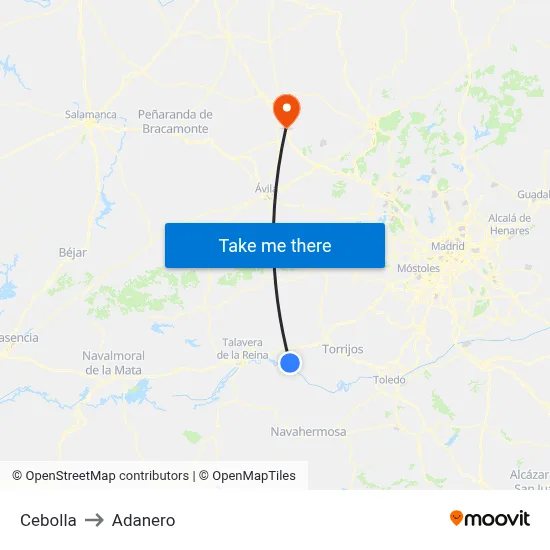 Cebolla to Adanero map