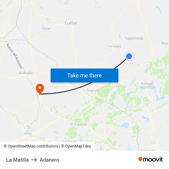 La Matilla to Adanero map