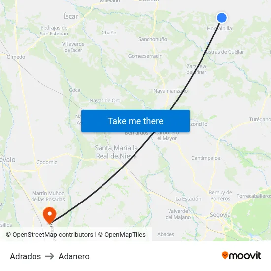 Adrados to Adanero map