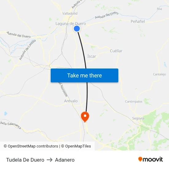 Tudela De Duero to Adanero map