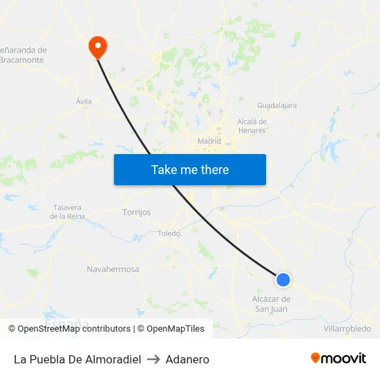 La Puebla De Almoradiel to Adanero map