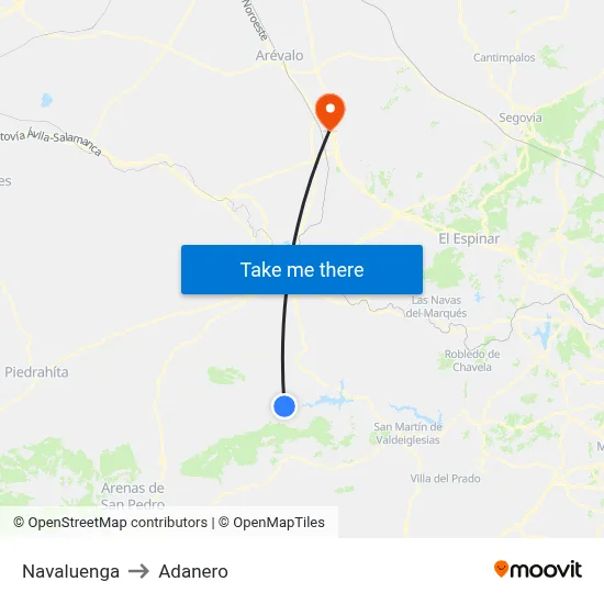 Navaluenga to Adanero map