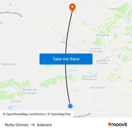 Nuño Gómez to Adanero map