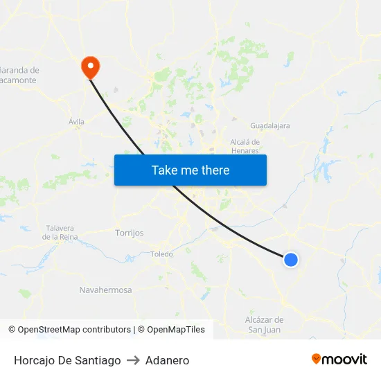 Horcajo De Santiago to Adanero map