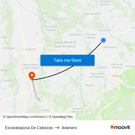 Escarabajosa De Cabezas to Adanero map