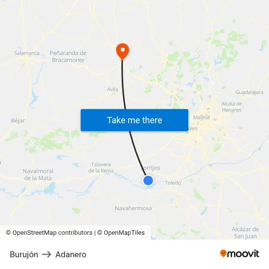 Burujón to Adanero map