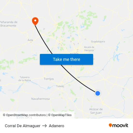 Corral De Almaguer to Adanero map