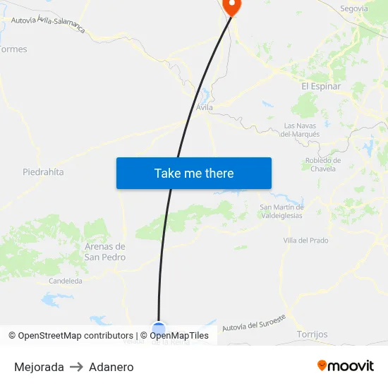 Mejorada to Adanero map