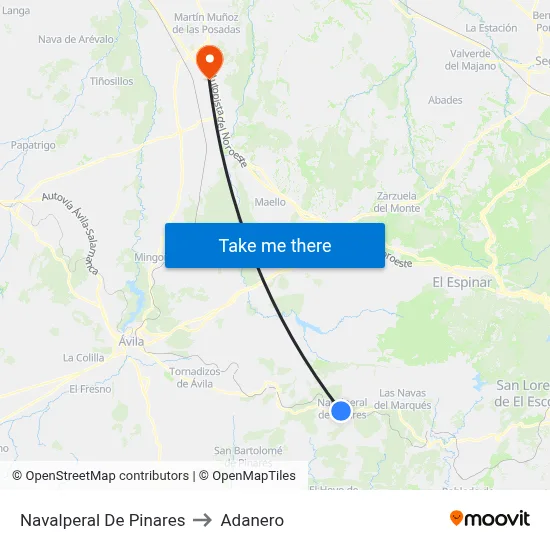Navalperal De Pinares to Adanero map