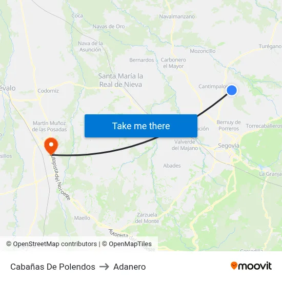 Cabañas De Polendos to Adanero map