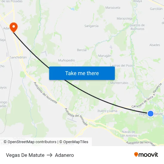 Vegas De Matute to Adanero map
