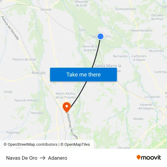 Navas De Oro to Adanero map