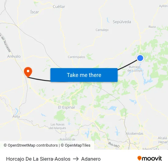 Horcajo De La Sierra-Aoslos to Adanero map