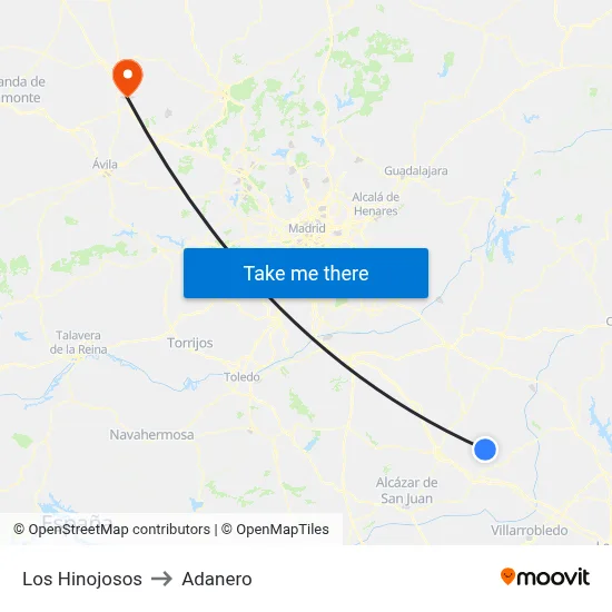 Los Hinojosos to Adanero map