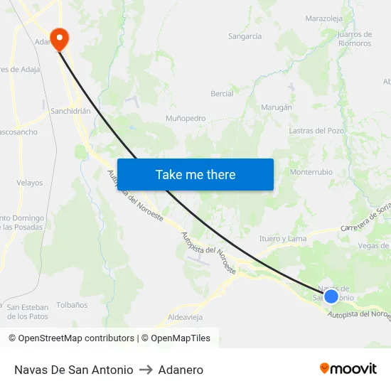 Navas De San Antonio to Adanero map