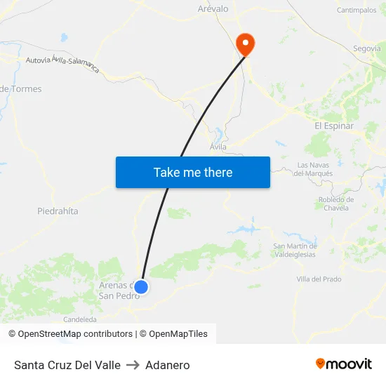 Santa Cruz Del Valle to Adanero map
