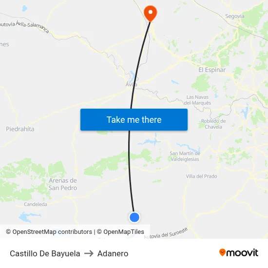 Castillo De Bayuela to Adanero map