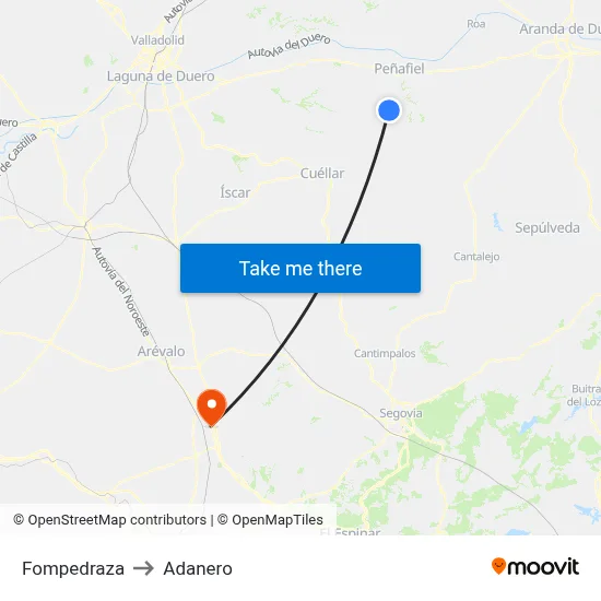 Fompedraza to Adanero map