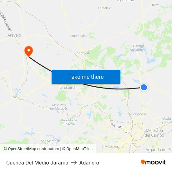 Cuenca Del Medio Jarama to Adanero map