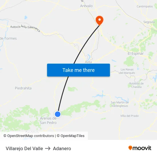 Villarejo Del Valle to Adanero map