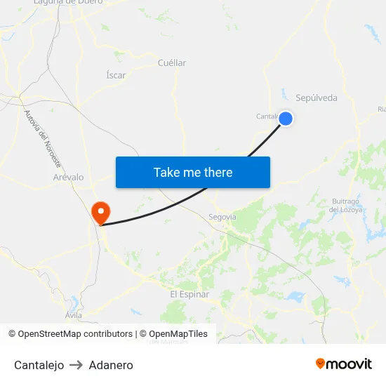 Cantalejo to Adanero map