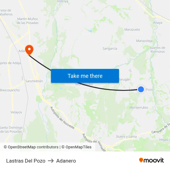 Lastras Del Pozo to Adanero map
