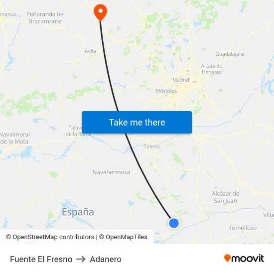 Fuente El Fresno to Adanero map