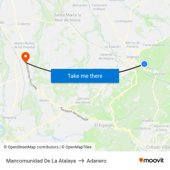 Mancomunidad De La Atalaya to Adanero map