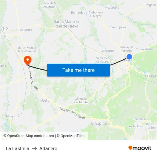 La Lastrilla to Adanero map