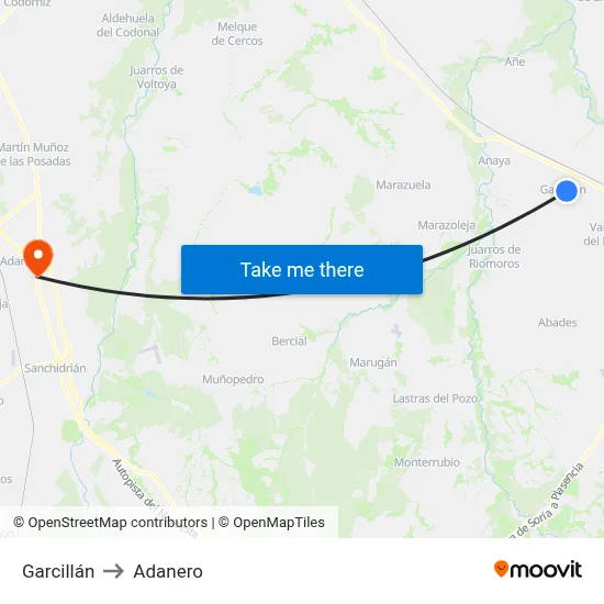 Garcillán to Adanero map