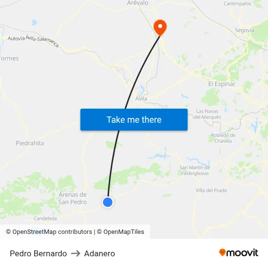 Pedro Bernardo to Adanero map