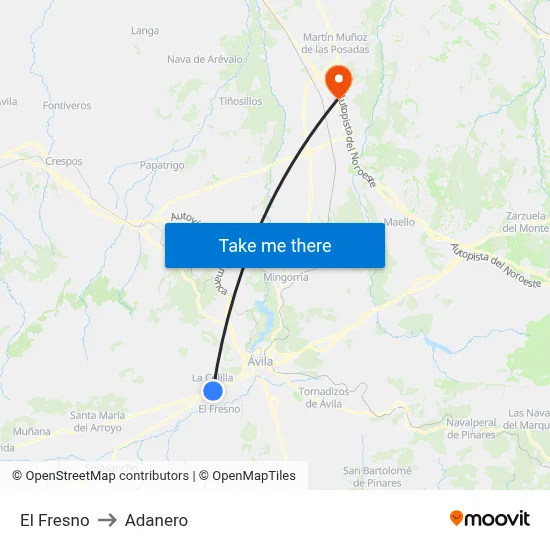 El Fresno to Adanero map