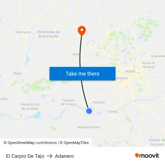 El Carpio De Tajo to Adanero map