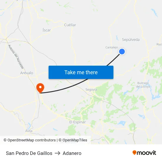 San Pedro De Gaíllos to Adanero map