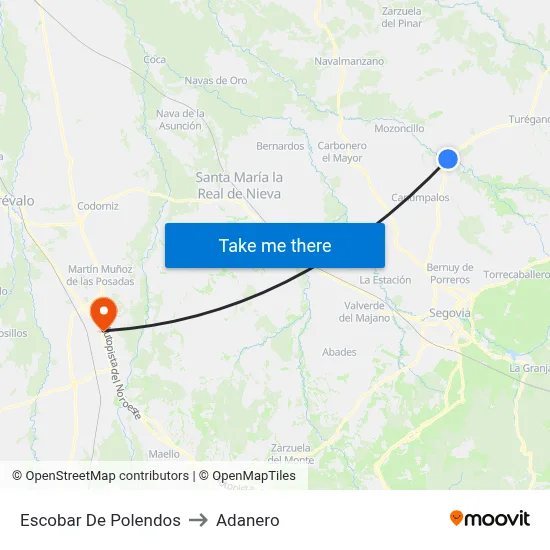 Escobar De Polendos to Adanero map