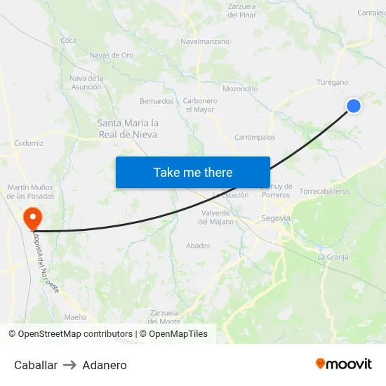 Caballar to Adanero map