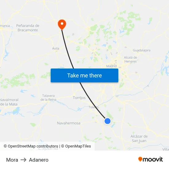 Mora to Adanero map
