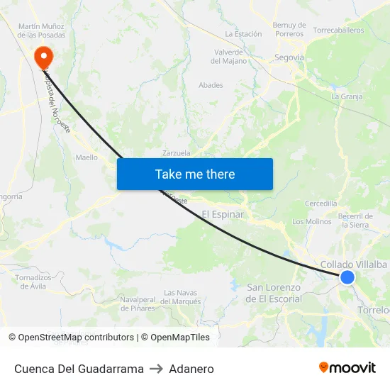 Cuenca Del Guadarrama to Adanero map