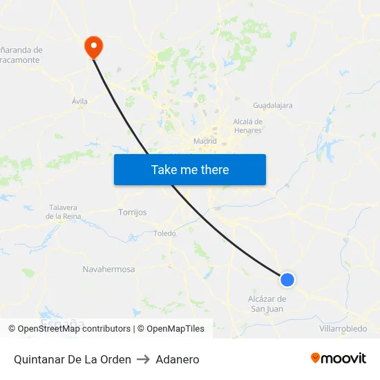Quintanar De La Orden to Adanero map