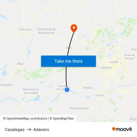 Cazalegas to Adanero map