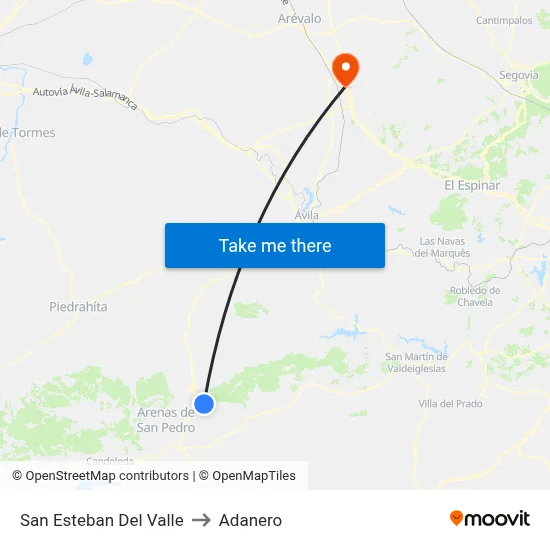 San Esteban Del Valle to Adanero map