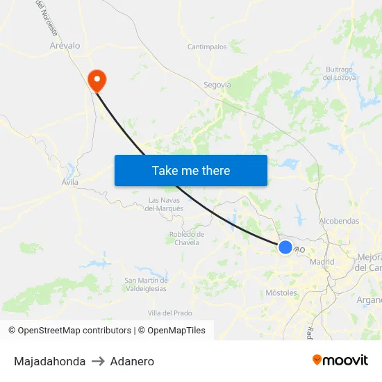 Majadahonda to Adanero map