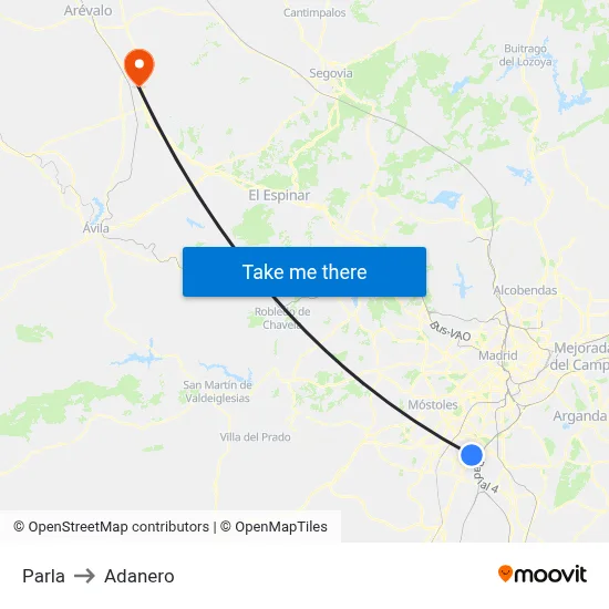 Parla to Adanero map