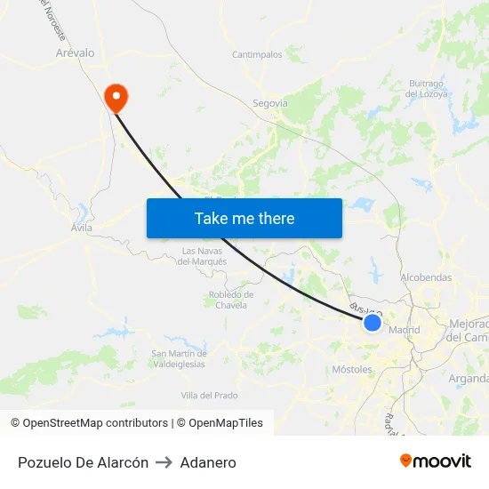 Pozuelo De Alarcón to Adanero map