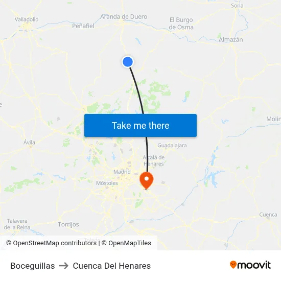 Boceguillas to Cuenca Del Henares map